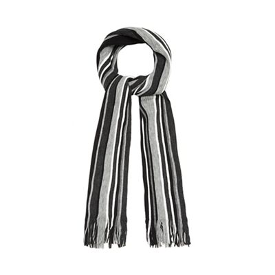 Grey striped scarf